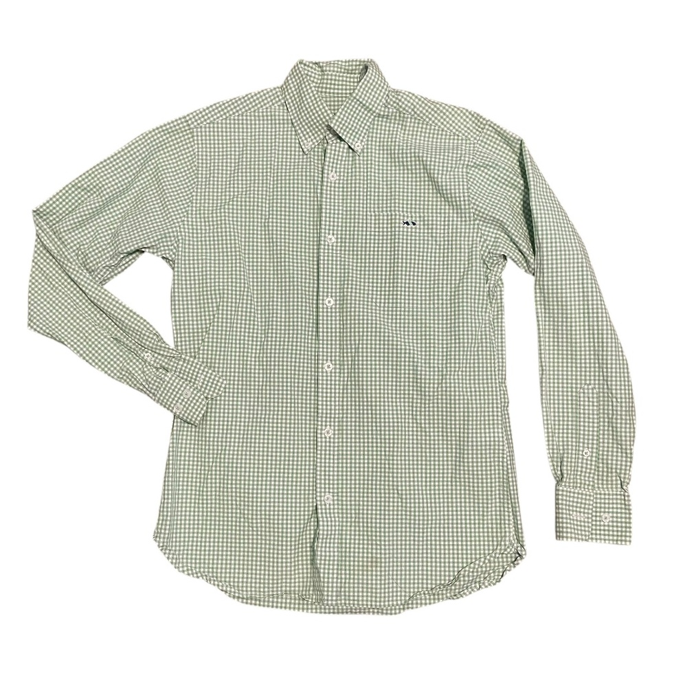 Fish Hippie Green‎ Checkered Gingham Button Down Cotton Shirt Size S